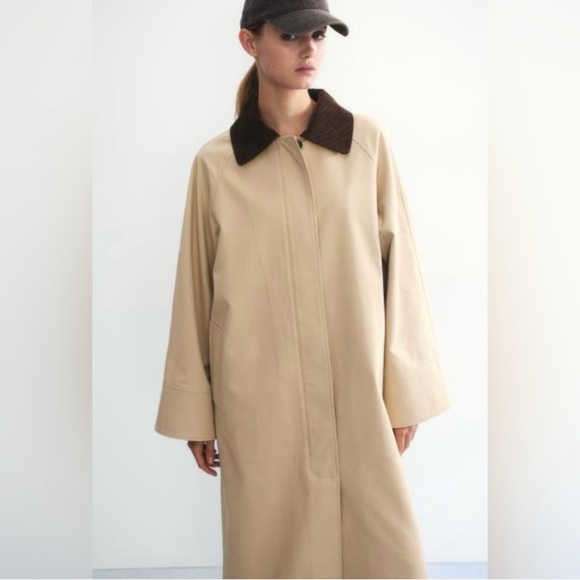 H&M Long Canvas Twill Chore Barn Jacket Tan Brown size XL - Picture 3 of 11